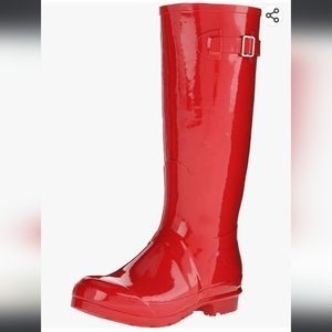 Nomad Red Shiney Knee High Rain Boots, New in Box, 11M